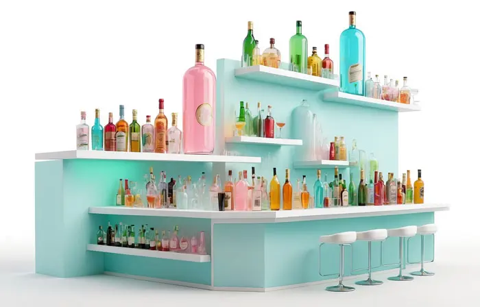 Best 3d Illustration of Modern and Stylish Drink Counter